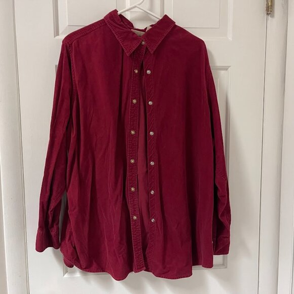 Vintage Burgundy Corduroy Button-Down Shirt - Picture 7 of 8